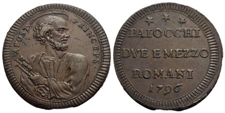 ROMA - Pio VI (1775-1799) - Sampietrino - 1796 - CU R CNI 306; Munt. 98<br>SPL