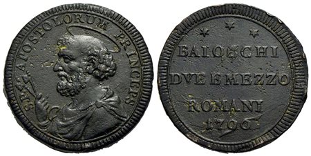 ROMA - Pio VI (1775-1799) - Sampietrino - 1796 - CU R CNI 307; Munt. 99<br>SPL