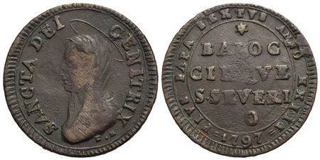 SAN SEVERINO - Pio VI (1775-1799) - Madonnina - 1797 - CU R Ser. 981; Munt. 401<br>bel BB