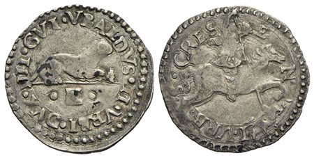 URBINO - Guidobaldo II (1538-1574) - Armellino - Armellino a d. - R/ Il Santo in armatura - (AG g. 1