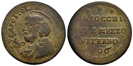 VITERBO - Pio VI (1775-1799) - Sampietrino - 1796 - CU R Ser. 678; Munt. 426<br>BB+