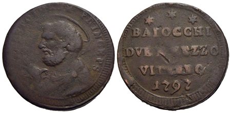 VITERBO - Pio VI (1775-1799) - Sampietrino - 1797 - CU R<br>MB+