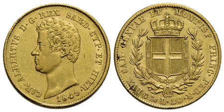 Carlo Alberto (1831-1849) - 20 Lire - 1849 G - AU Pag. 208; Mont. 81<br>BB+/SPL