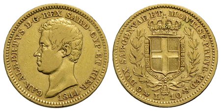 Carlo Alberto (1831-1849) - 10 Lire - 1844 G - AU RR Pag. 222; Mont. 95<br>BB