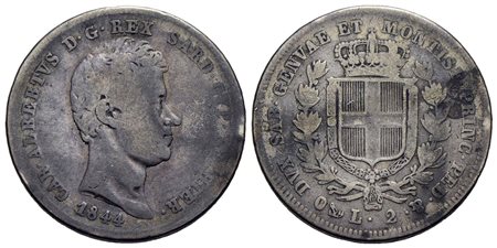 Carlo Alberto (1831-1849) - 2 Lire - 1844 G - AG RR Pag. 281; Mont. 157<br>qBB