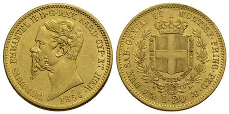 Vittorio Emanuele II (1849-1861) - 20 Lire - 1856 G - AU Pag. 348; Mont. 16<br>bello SPL