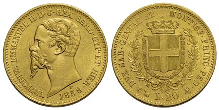 Vittorio Emanuele II (1849-1861) - 20 Lire - 1858 G - AU Pag. 352; Mont. 21<br>qFDC