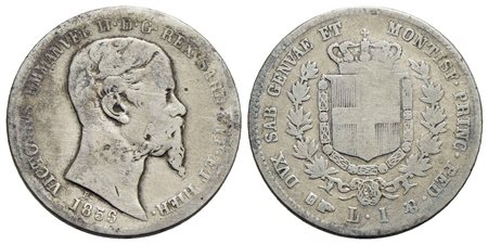 Vittorio Emanuele II (1849-1861) - Lira - 1856 T - AG R Pag. 409; Mont. 82<br>MB