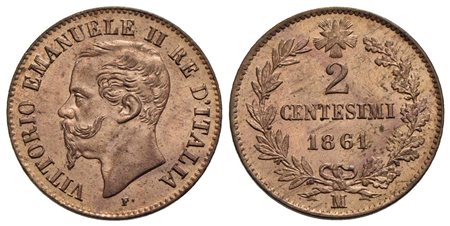 Vittorio Emanuele II Re d'Italia (1861-1878) - 2 Centesimi - 1861 M - CU Pag. 557; Mont. 254 Eccezio