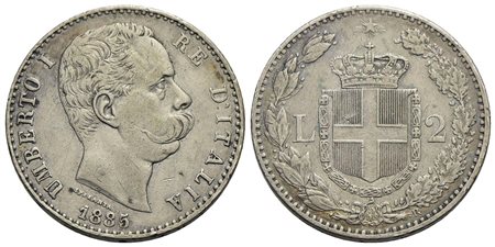 Umberto I (1878-1900) - 2 Lire - 1885 - AG R Pag. 595; Mont. 40<br>bel BB