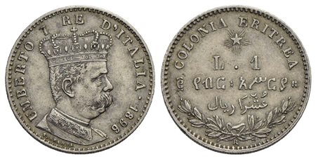 Eritrea - Lira - 1896 - AG RR Pag. 636; Mont. 86<br>BB-SPL