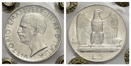 Vittorio Emanuele III (1900-1943) - 5 Lire - 1928 ** Aquiletta - AG RR Pag. 711a; Mont. 122 Periziat