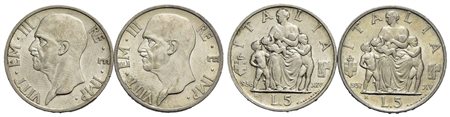 Vittorio Emanuele III (1900-1943) - 5 Lire - 1936 e 1937 Fecondità - AG R Pag. 719/720; Mont. 133/13