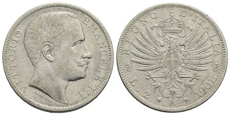 Vittorio Emanuele III (1900-1943) - 2 Lire - 1901 Aquila - AG RR Pag. 725; Mont. 140<br>BB-SPL