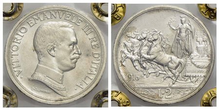 Vittorio Emanuele III (1900-1943) - 2 Lire - 1916 Quadriga briosa - AG Pag. 739; Mont. 156 Periziata