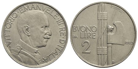 Vittorio Emanuele III (1900-1943) - 2 Lire - 1923 Fascio - NI Pag. 741; Mont. 161 Segnetto<br>FDC