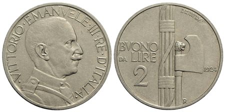 Vittorio Emanuele III (1900-1943) - 2 Lire - 1924 Fascio - NI Pag. 742; Mont. 162<br>qFDC