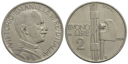 Vittorio Emanuele III (1900-1943) - 2 Lire - 1924 Fascio - NI Pag. 742; Mont. 162<br>SPL+