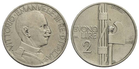 Vittorio Emanuele III (1900-1943) - 2 Lire - 1926 Fascio - NI R Pag. 744; Mont. 164 Segnetti diffusi