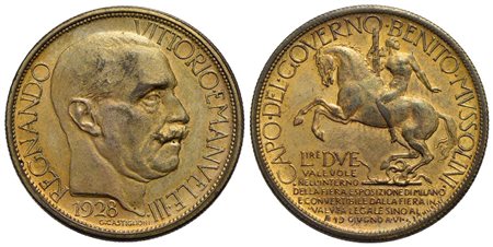 Vittorio Emanuele III (1900-1943) - 2 Lire - 1928 Fiera di Milano - Cu Pag. manca; Mont. 9<br>FDC