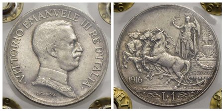 Vittorio Emanuele III (1900-1943) - Lira - 1916 Quadriga briosa - AG R Pag. 774; Mont. 201 Periziata