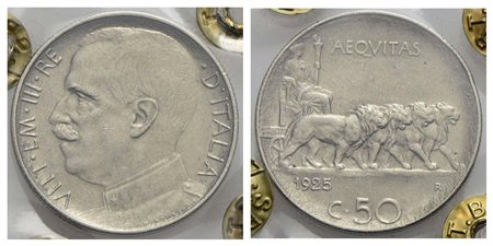 Vittorio Emanuele III (1900-1943) - 50 Centesimi - 1925 R - NI Pag. 807; Mont. 244 Periziata Rocco d