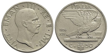 Vittorio Emanuele III (1900-1943) - 50 Centesimi - 1936 XIV Impero - NI R Pag. 818; Mont. 259 Segnet