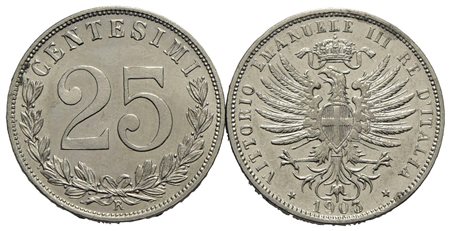 Vittorio Emanuele III (1900-1943) - 25 Centesimi - 1902 e 1903 - NI R Pag. 827 e 828; Mont. 273 e 27