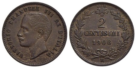 Vittorio Emanuele III (1900-1943) - 2 Centesimi - 1906 Valore - CU Pag. 928; Mont. 400 Zero della da