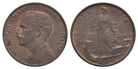 Vittorio Emanuele III (1900-1943) - Centesimo - 1918 Prora - CU R Pag. 955; Mont. 432 Rame rosso<br>