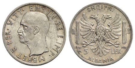 Albania - 5 Lek - 1939 XVII - AG Pag. 992; Mont. 485<br>qFDC