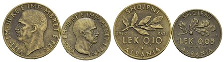 Albania - 0,05 Lek - 1940 XVIII - BR Pag. 1007; Mont. 510 assieme a 0,10 lek (BB+) - Lotto di due mo