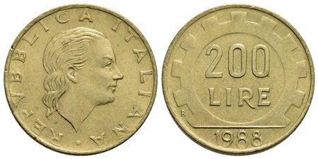 Repubblica Italiana (emissioni in lire) (1946-2001) - 200 Lire - 1988 - BT NC Att. 43a Senza firma d