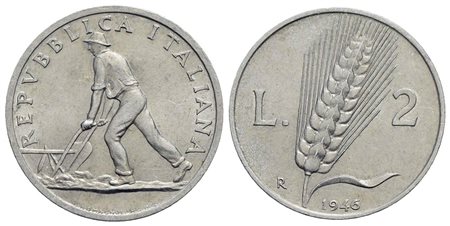 Repubblica Italiana (emissioni in lire) (1946-2001) - 2 Lire - 1946 - IT R Mont. 3<br>SPL