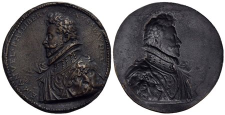 SAVOIA - Emanuele Filiberto (1553-1580) - Placchetta - Busto a s. Ø: 75 mm. - (AE g. 90,5) RR<br>BB+