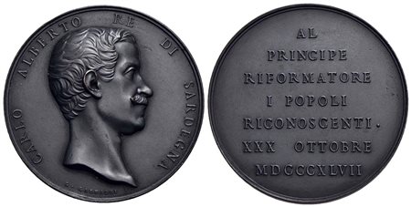 SAVOIA - Carlo Alberto (1831-1849) - Medaglia - 1847 - Al principe riformatore - Busto a d. - R/ Scr