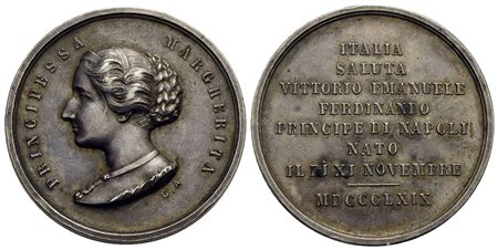 SAVOIA - Vittorio Emanuele II Re d'Italia (1861-1878) - Medaglia - 1869 - Nascita di Vittorio Emanue