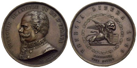 SAVOIA - Vittorio Emanuele II Re d'Italia (1861-1878) - Medaglia - 1866 - Plebiscito di Venezia - Te