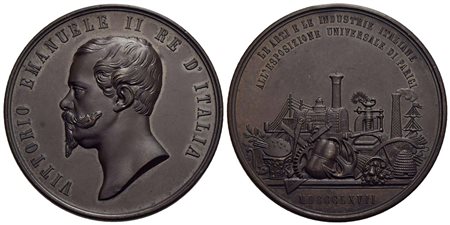 SAVOIA - Vittorio Emanuele II Re d'Italia (1861-1878) - Medaglia - 1867 - Esposizione di Parigi - Ar