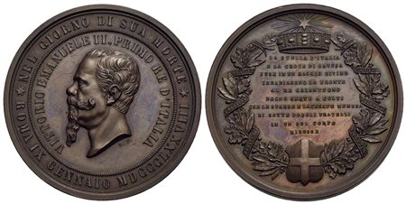 SAVOIA - Vittorio Emanuele II Re d'Italia (1861-1878) - Medaglia - 1878 - Nel giorno della sua morte