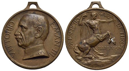 SAVOIA - Vittorio Emanuele III (1900-1943) - Medaglia - Regio Esercito Gare di Tiro - Testa del Re a