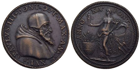 PAPALI - Paolo III (1534-1549) - Medaglia - A. XVI - L'Annona - Busto a d. con camauro e mozzetta - 