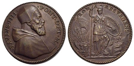 PAPALI - Paolo IV (1555-1559) - Medaglia - Busto con camauro e mozzetta verso d. - R/ Personificazio