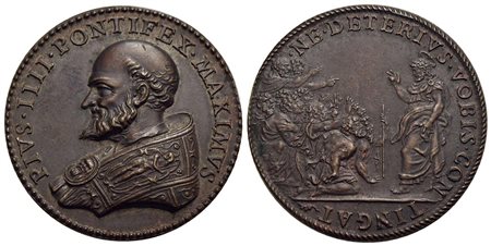 PAPALI - Pio IV (1559-1566) - Medaglia - Busto a s. con piviale - R/ Gesú benedice gli infermi genuf