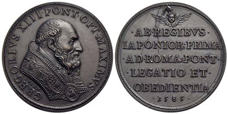 PAPALI - Gregorio XIII (1572-1585) - Medaglia - 1585 - Delegazione Principi cristiani Giapponesi - B