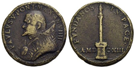 PAPALI - Paolo V (1605-1621) - Medaglia - 1613 A. VIIII - Busto a s. - R/ Statua della Vergine dinna