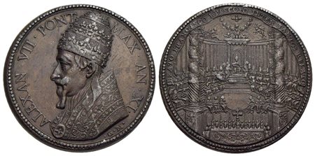 PAPALI - Alessandro VII (1655-1667) - Medaglia - A. XI - Canonizzazione di San Francesco - Busto a s