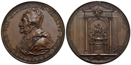 PAPALI - Alessandro VIII (1689-1691) - Medaglia - 1700 - Busto del Pontefice a s. - R/ Tomba di Ales