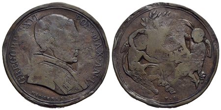 PAPALI - Gregorio XVI (1831-1846) - Medaglia - A. I - Benemerenti Opus: Cerbara Ø: 30 mm. - (AE g. 1