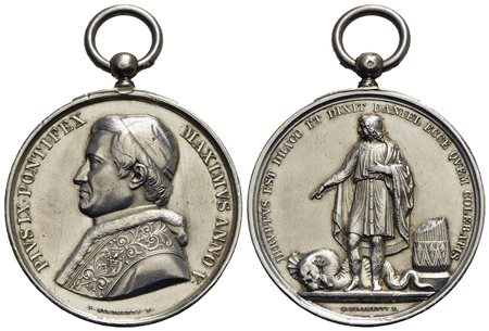 PAPALI - Pio IX (1846-1866) - Medaglia - A. V Opus: Girometti Ø: 42 mm. - AG Mont. 37 Graffietti nel